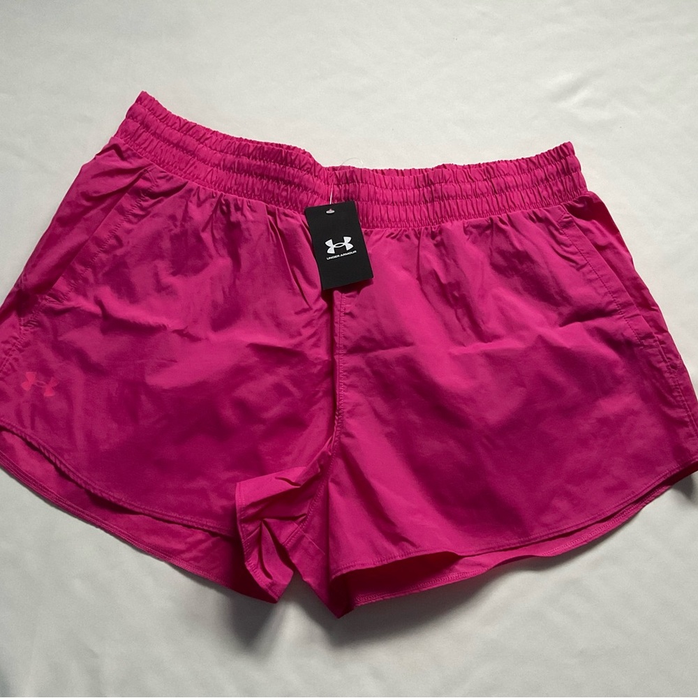 Under armour flex woven crinkle shorts womens fuchsia pink size 2XL